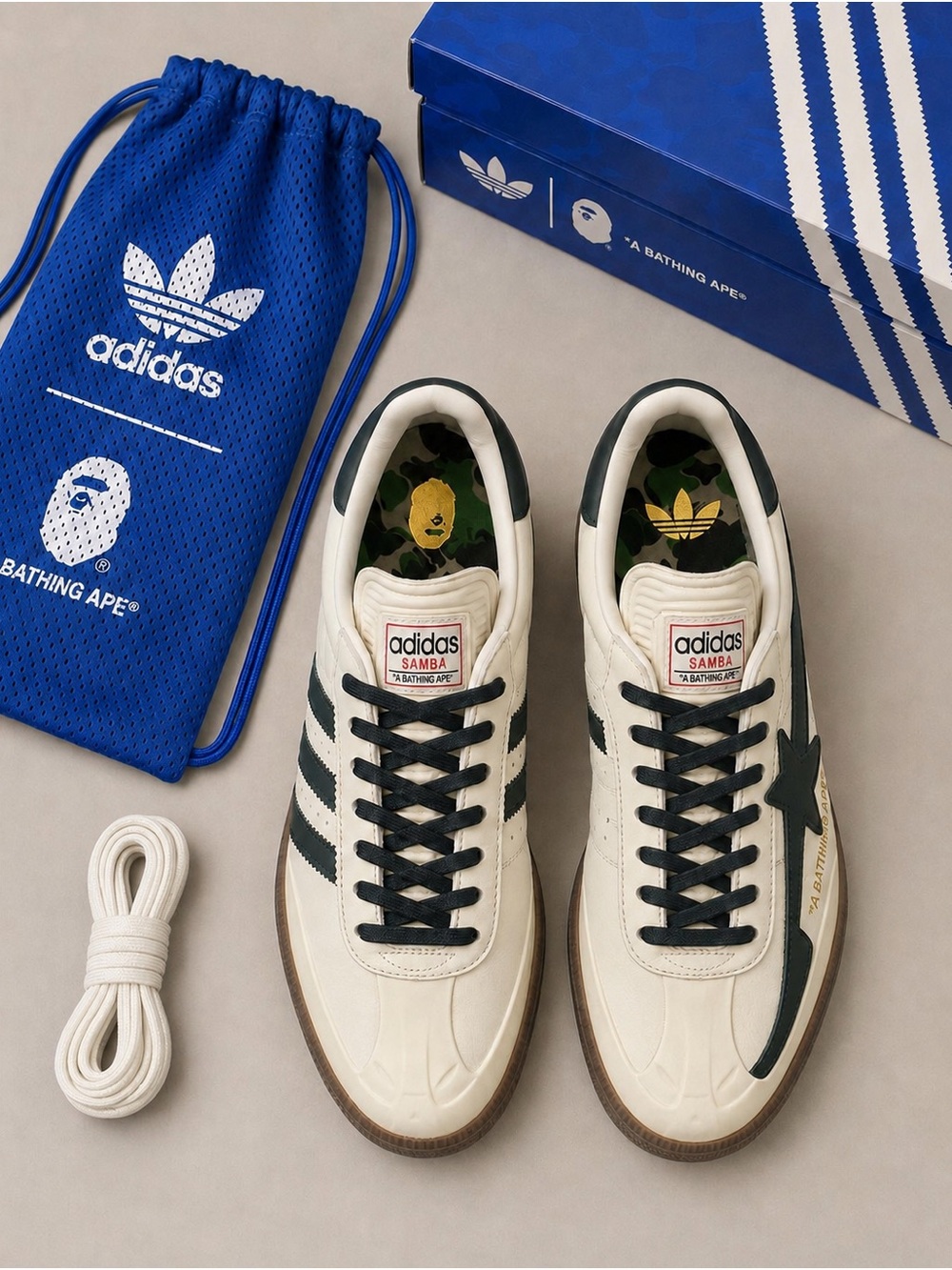 Adidas x A Bathing Ape Men’s White & Black Collaborative Sneakers